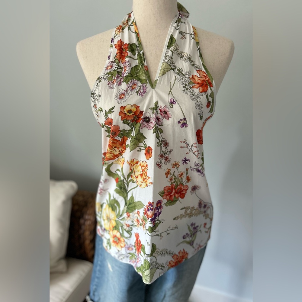 NWOT J.CREW Collection Flower Print Tie Back Top